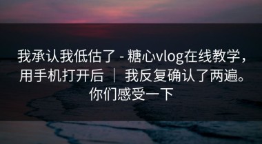 我承认我低估了 - 糖心vlog在线教学，用手机打开后 ｜ 我反复确认了两遍。你们感受一下