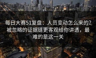 每日大赛51复盘：人员变动怎么来的？被忽略的证据链更客观给你讲透，最难的是这一关