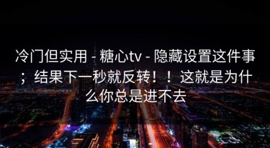 冷门但实用 - 糖心tv - 隐藏设置这件事；结果下一秒就反转！！这就是为什么你总是进不去