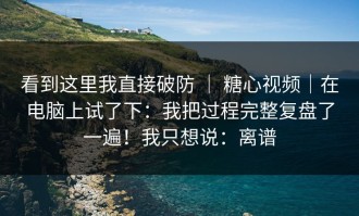 看到这里我直接破防 ｜ 糖心视频｜在电脑上试了下：我把过程完整复盘了一遍！我只想说：离谱
