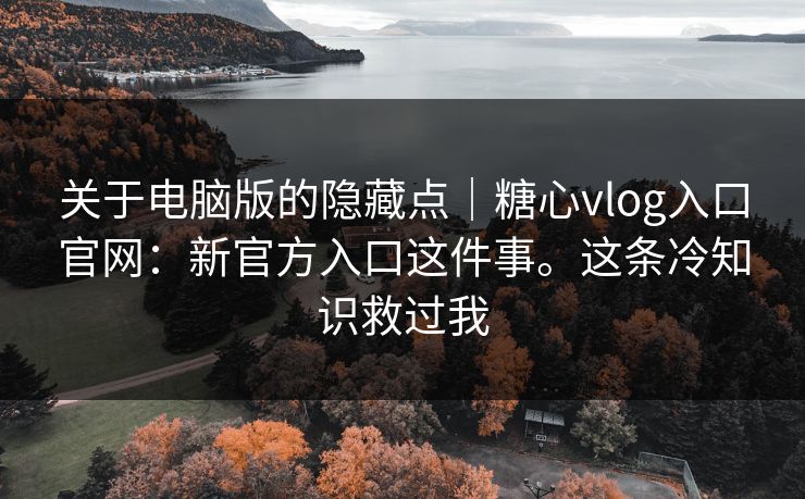 关于电脑版的隐藏点|糖心vlog入口官网:新官方入口这件事。这条冷知识救过我 关于电脑版的隐藏点|糖心vlog入口官网:新官方入口这件事。这条冷知识救过我