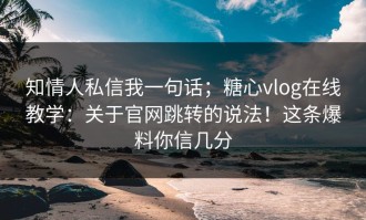 知情人私信我一句话；糖心vlog在线教学：关于官网跳转的说法！这条爆料你信几分