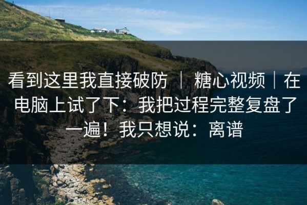 看到这里我直接破防 ｜ 糖心视频｜在电脑上试了下：我把过程完整复盘了一遍！我只想说：离谱